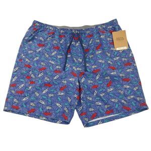 Field & Stream Board Shorts Mens 2XL Blue Fish Print Swim Beach Travel Outdoor